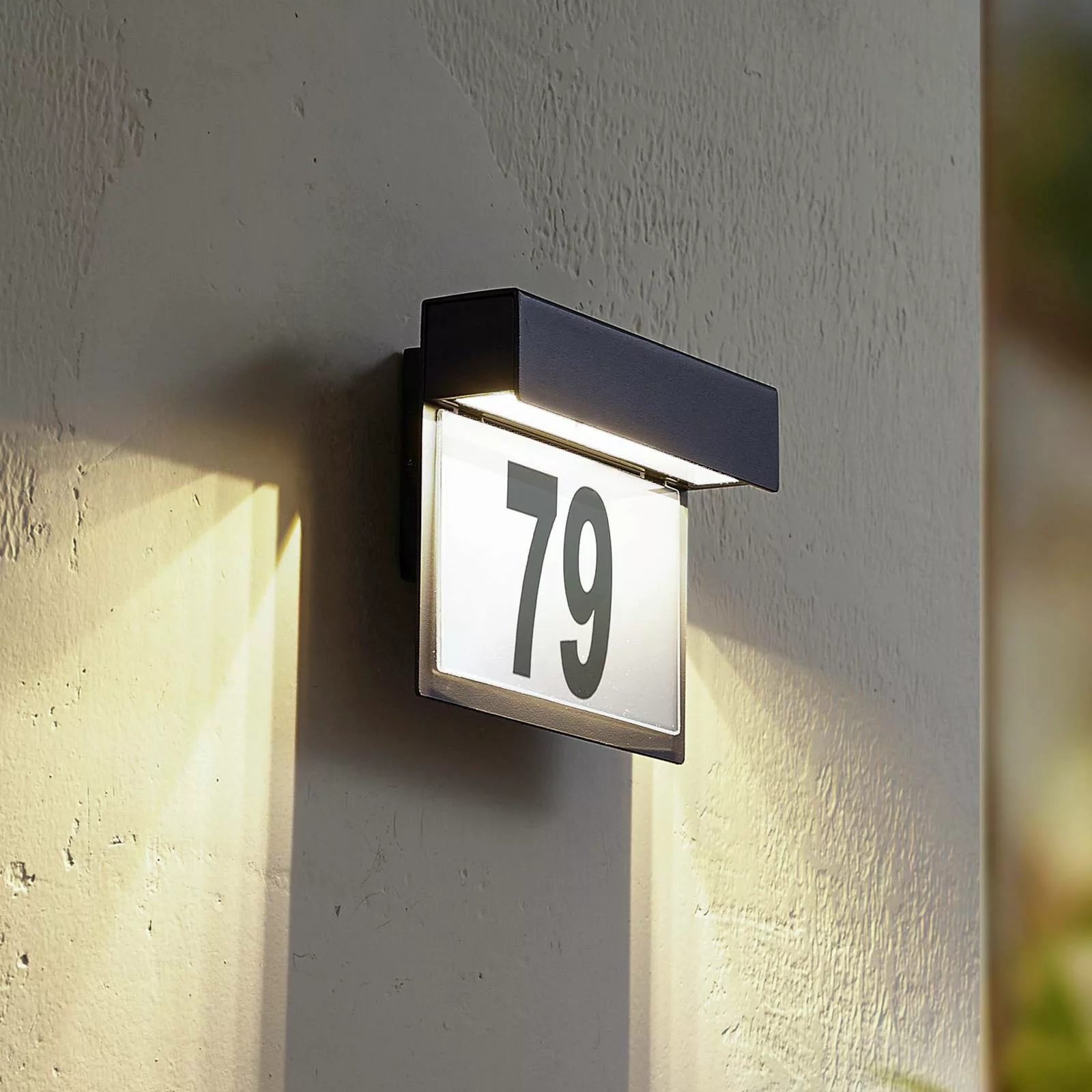 Lindby LED-Hausnummer-Leuchte Antal, anthrazit, Alu günstig online kaufen