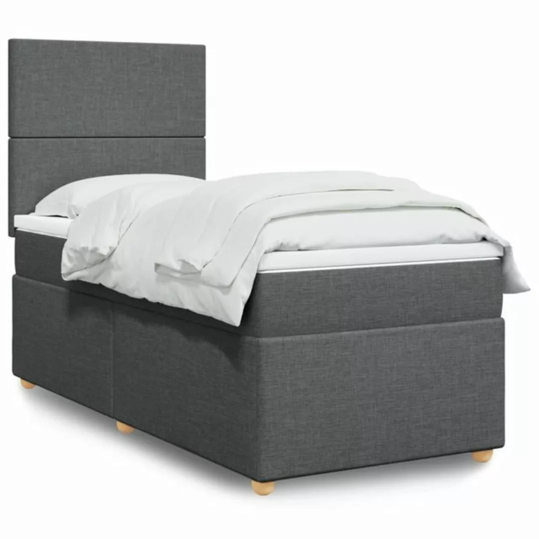 vidaXL Boxspringbett, Boxspringbett mit Matratze Dunkelgrau 100x200 cm Stof günstig online kaufen