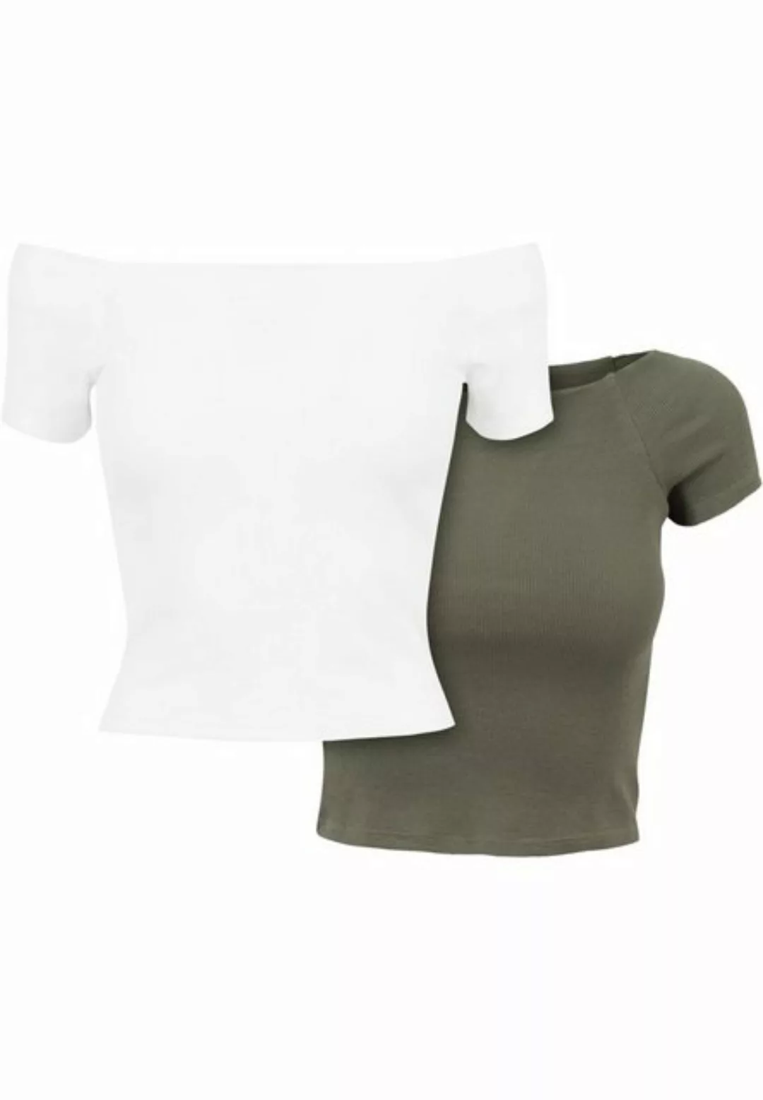 URBAN CLASSICS T-Shirt Damen Ladies Off Shoulder Rib Tee 2-Pack (1-tlg) günstig online kaufen