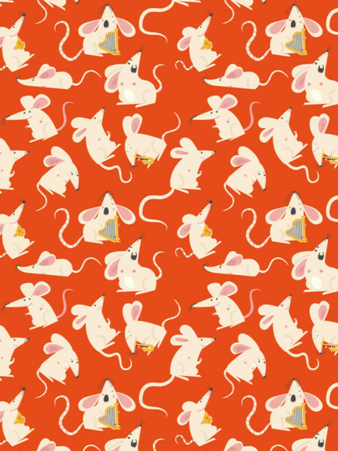Poster / Leinwandbild - Happy Mice Pattern günstig online kaufen