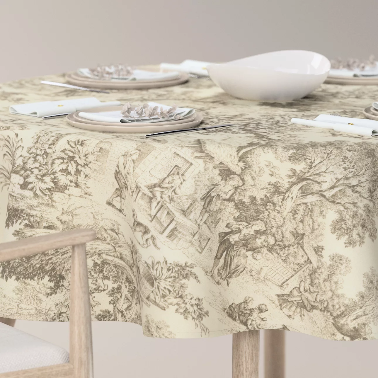 Runde Tischdecke, ecru-beige, Avinon (144-53) günstig online kaufen