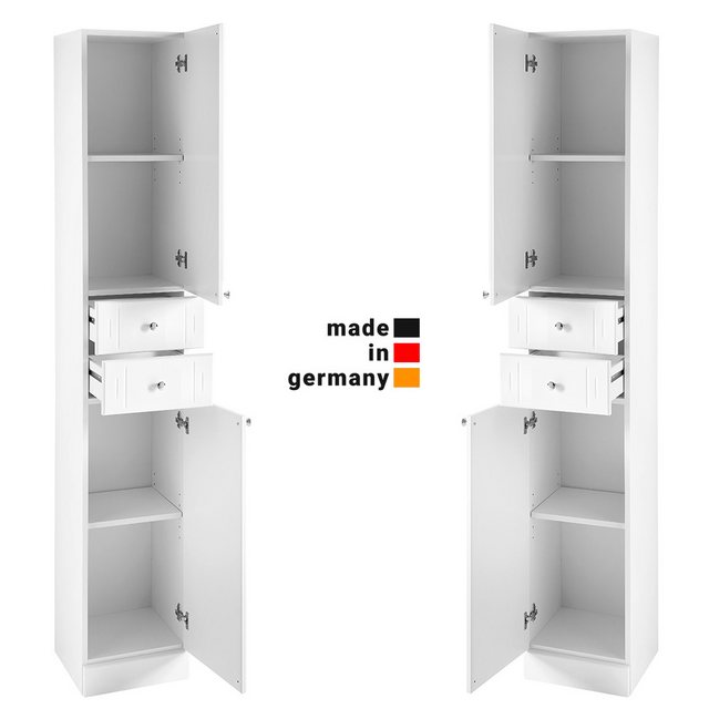 Lomadox Hochschrank NEMI-66 Badezimmer in weiß mit weiß Hochglanz, B/H/T: c günstig online kaufen