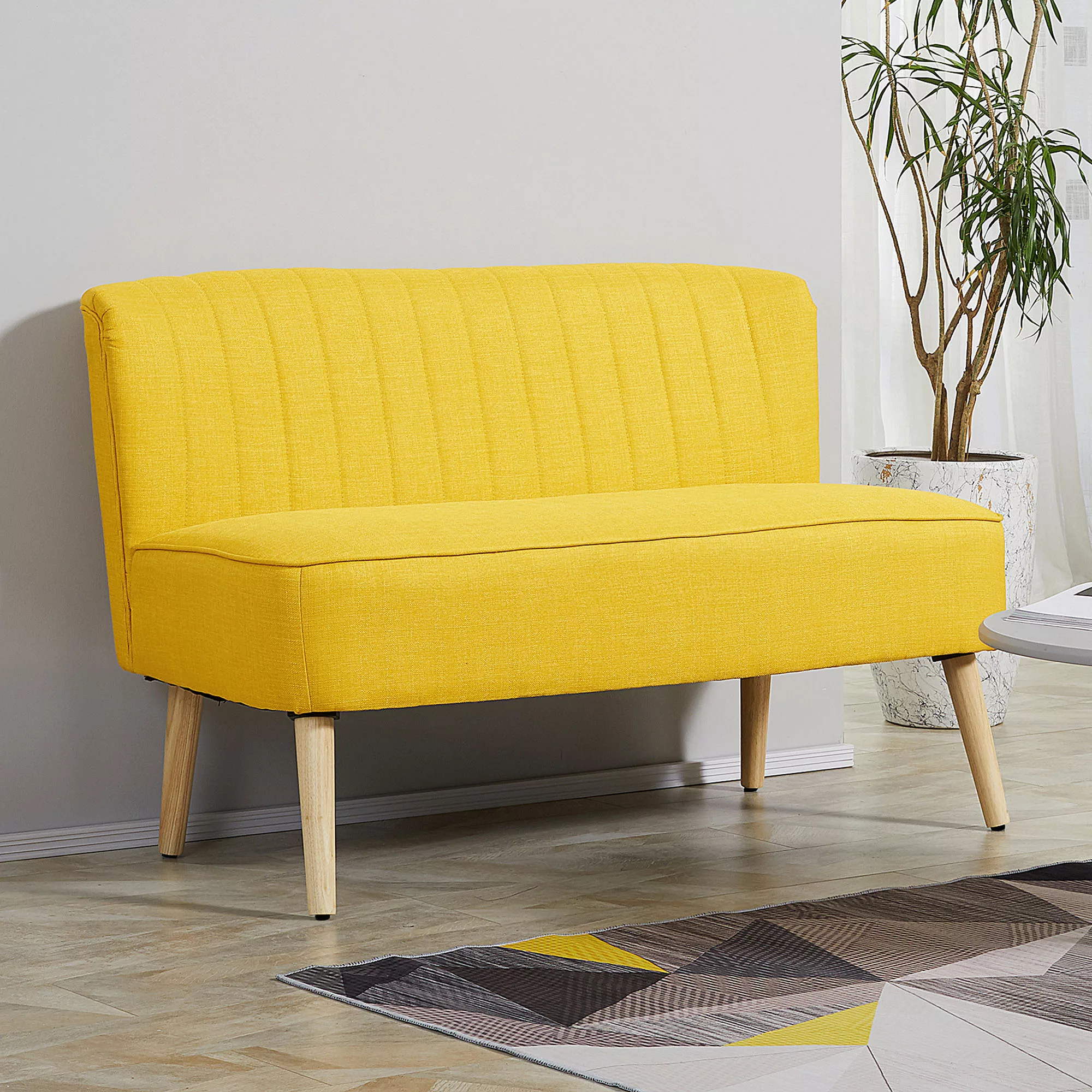 HOMCOM 2-Sitzer Stoffsofa Polstersofa Sitzmöbel Loungesofa Holz Schaumstoff günstig online kaufen