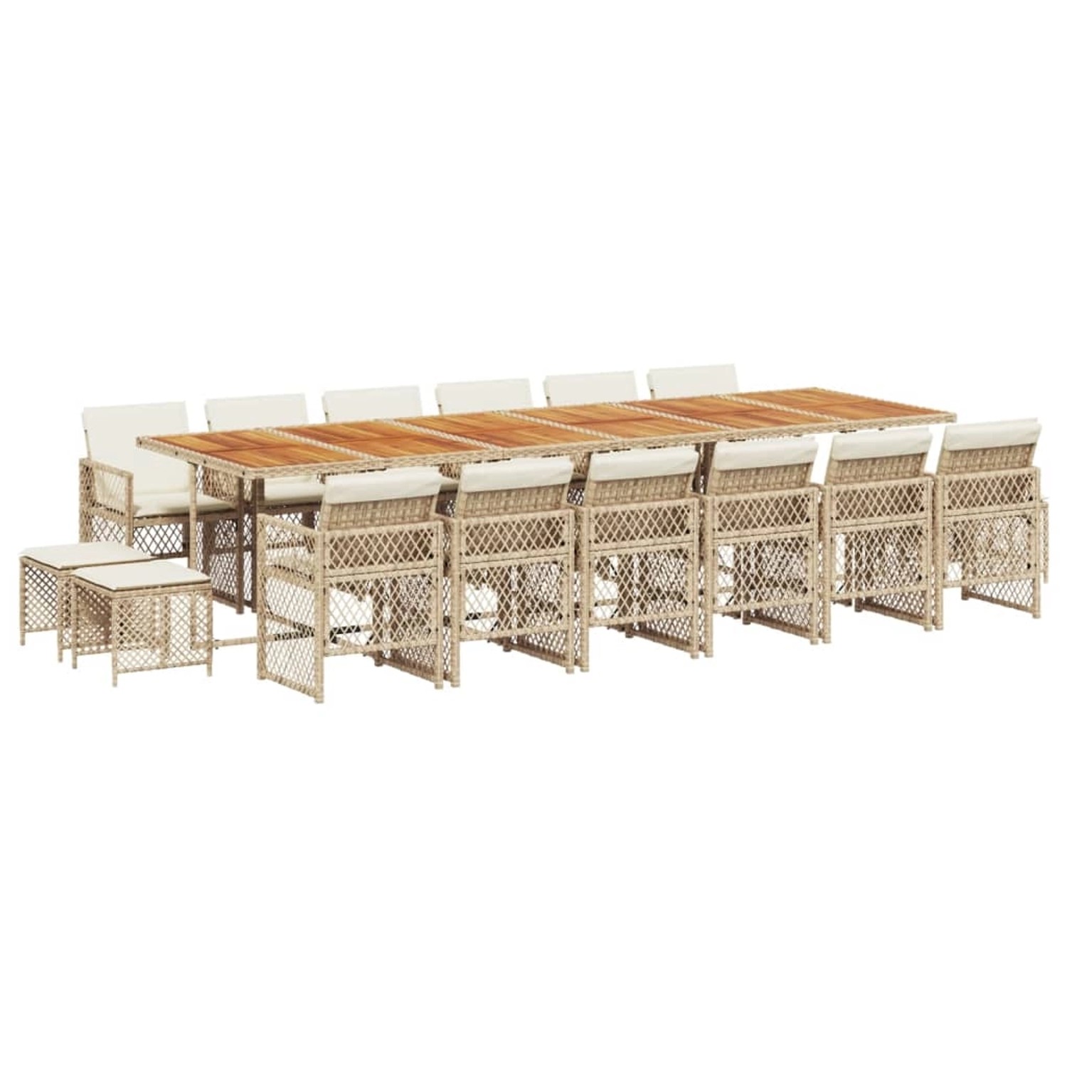 vidaXL 17-Tlg Garten-Essgruppe mit Kissen Beige Poly Rattan 3210832 günstig online kaufen