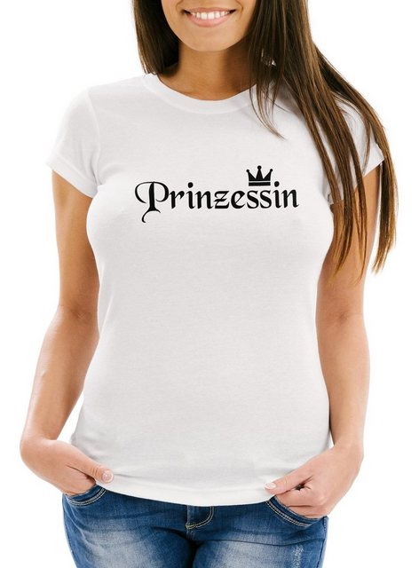 MoonWorks Print-Shirt Damen T-Shirt Princess Prinzessin Krone Crown Slim Fi günstig online kaufen