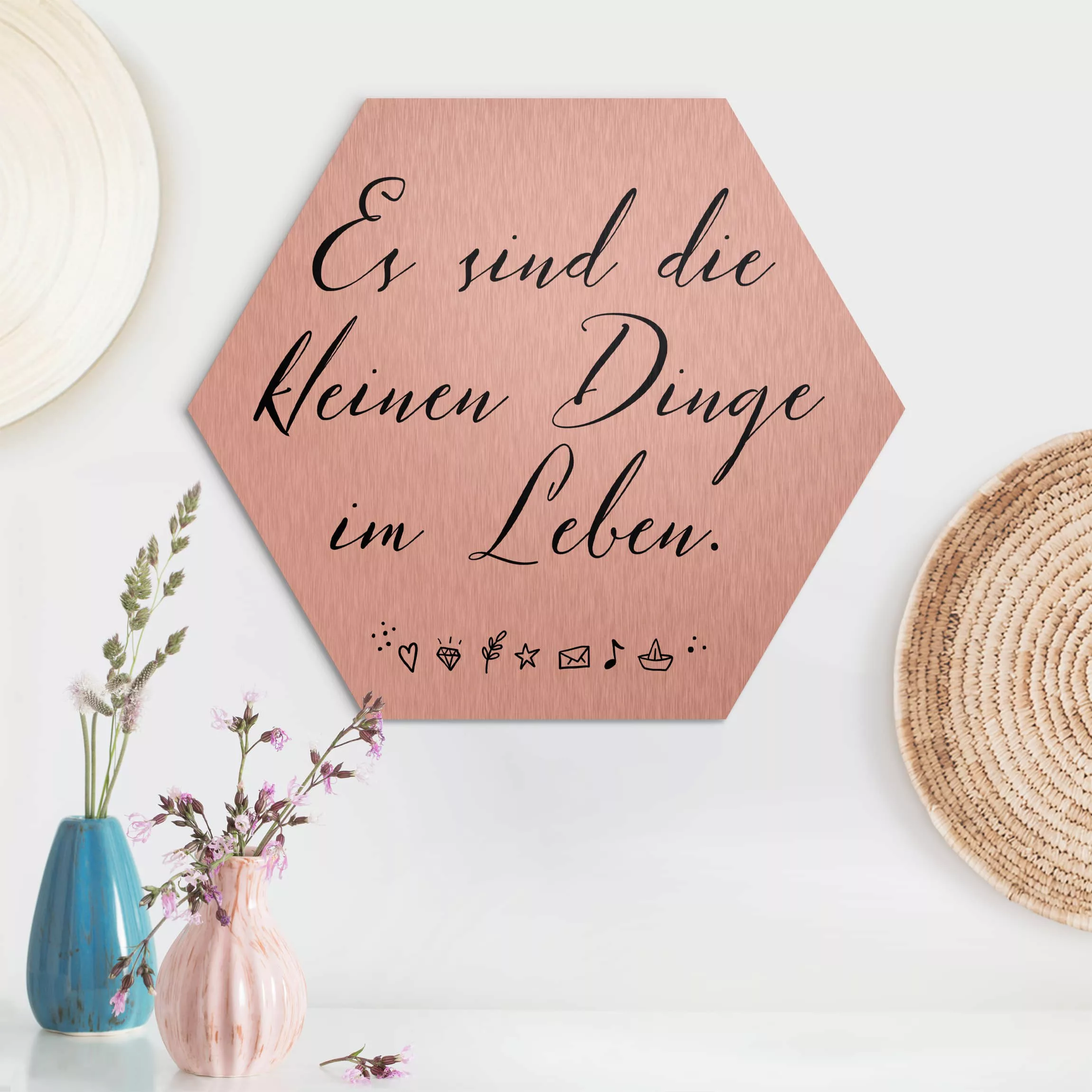 Hexagon-Alu-Dibond Bild Spruch Es sind die kleinen Dinge im Leben günstig online kaufen