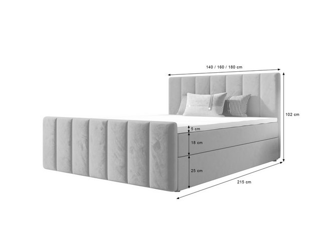 B&B Home Boxspringbett Adelle IV (H3 Matratze Bonellfederung, Kopfteil, Bet günstig online kaufen