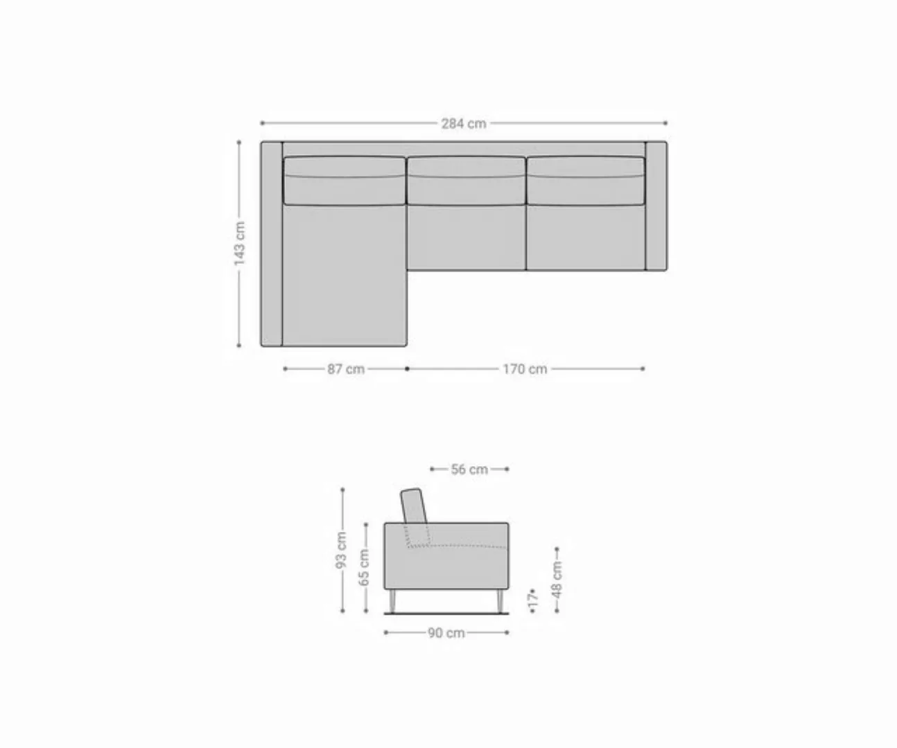 DELIFE Ecksofa Marla, ChenilleTaupe 285x140 cm Recamiere links Ecksofa günstig online kaufen