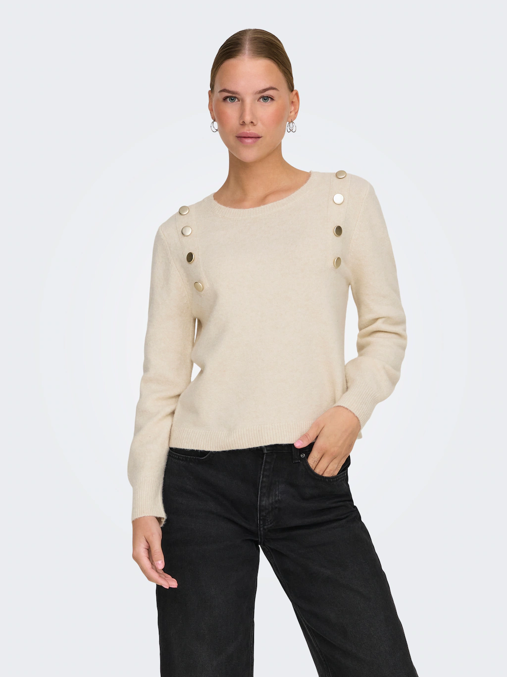 ONLY Strickpullover "ONLJEANETT LIFE LS BUTTON O-NECK CS KNT" günstig online kaufen