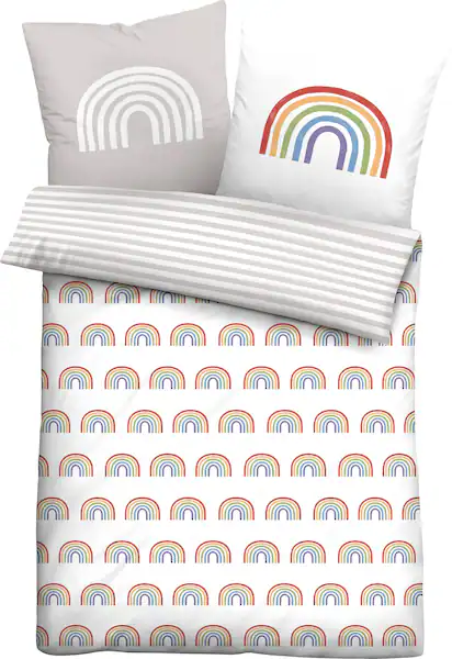 Biberna Kinderbettwäsche »Fabio«, mit tollem Regenbogen günstig online kaufen