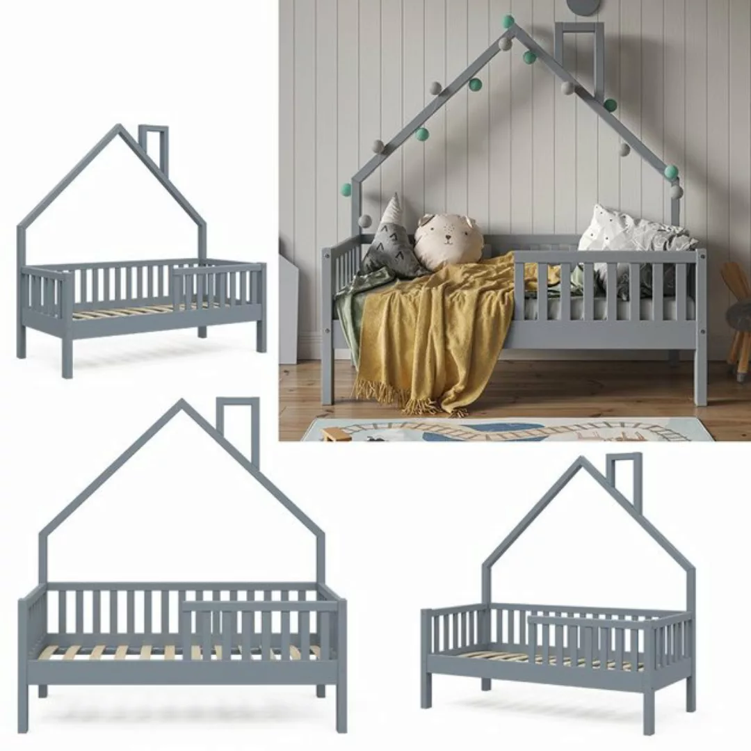 VitaliSpa® Hausbett Kinderbett Spielbett Noemi 70x140cm Anthrazit Rausfalls günstig online kaufen