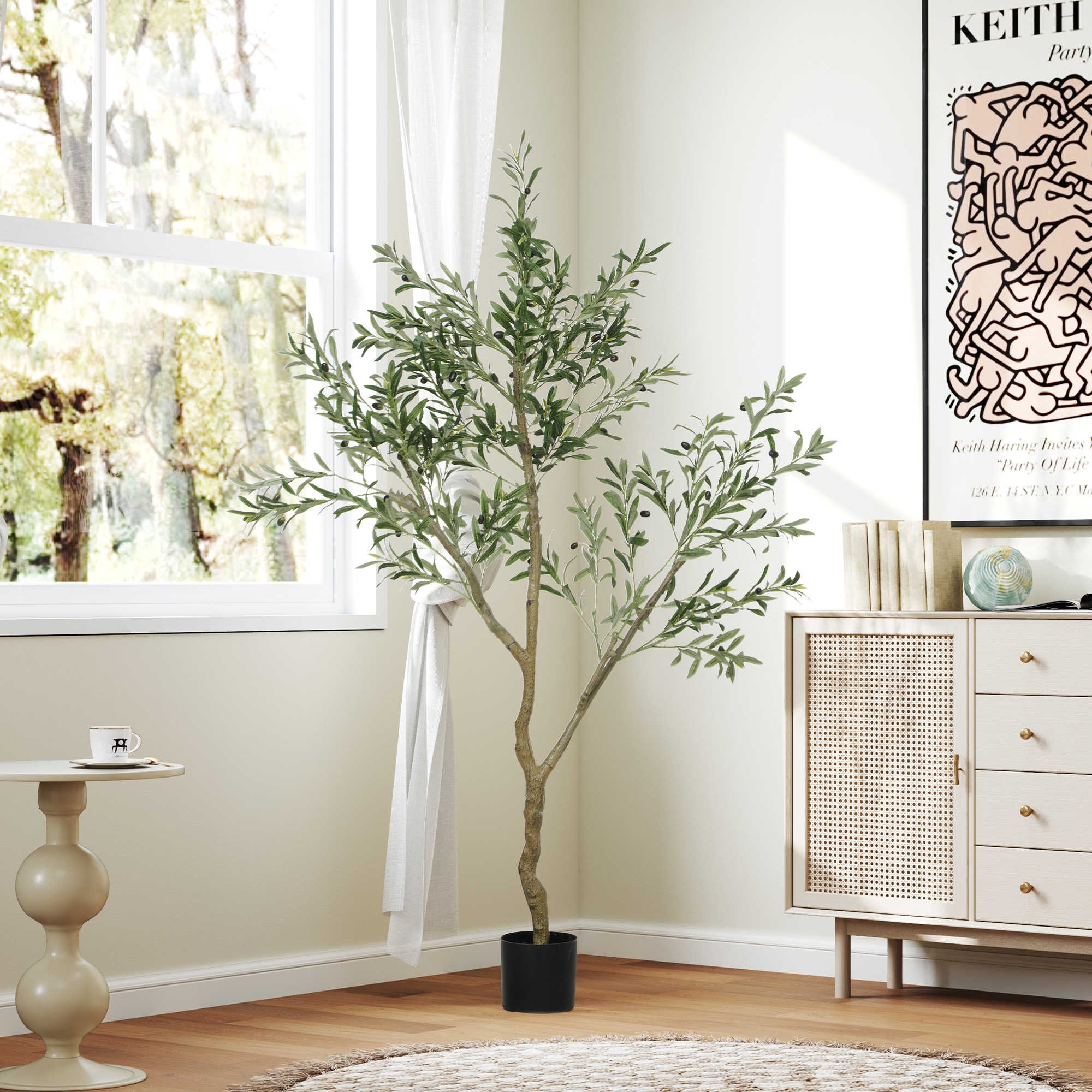HOMCOM Künstlicher Olivenbaum groß 180 cm Kunstpflanze Künstliche Pflanzen günstig online kaufen