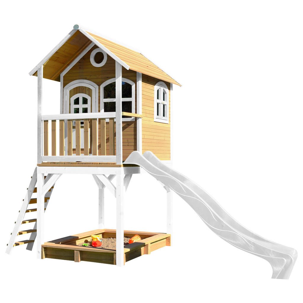 Axi Sarah Spielhaus Braun - Grün mit Grauer Rutsche 191 x 370 x 291 cm günstig online kaufen