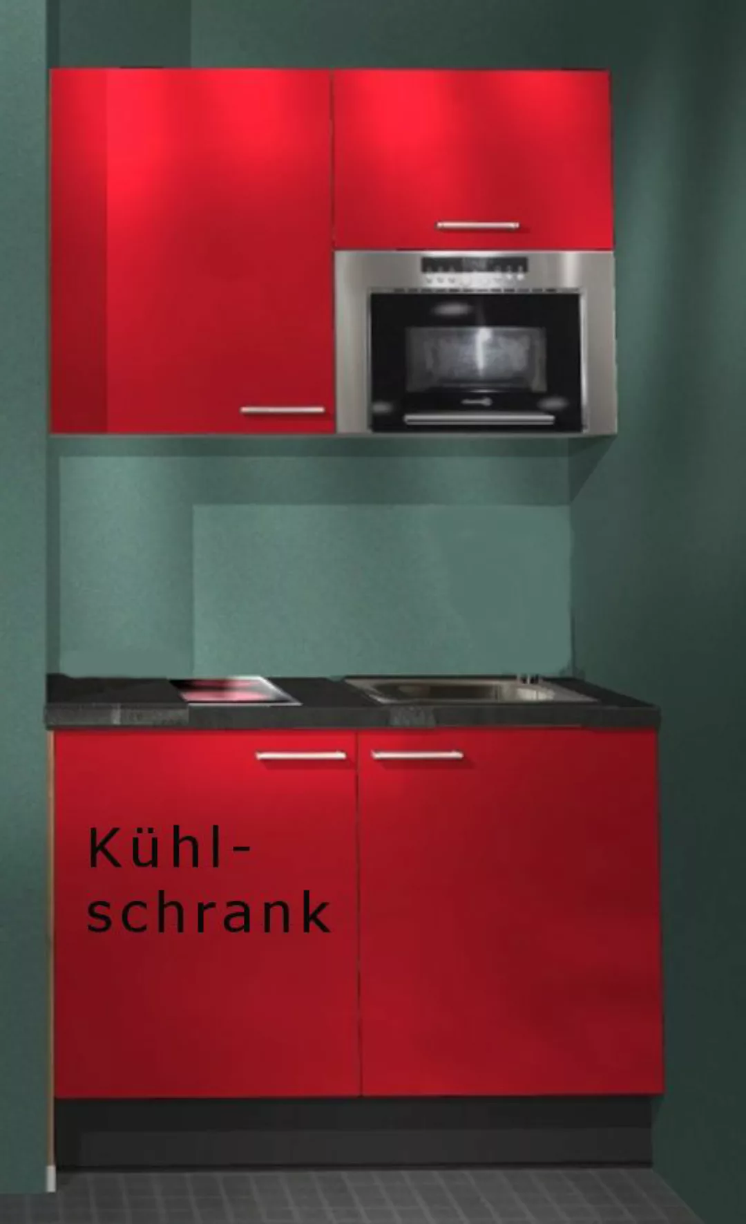 Einbauküche MANKAFUN ROGL1.2 Rot Hochglanz - Schränke montiert/ Küchenzeile günstig online kaufen
