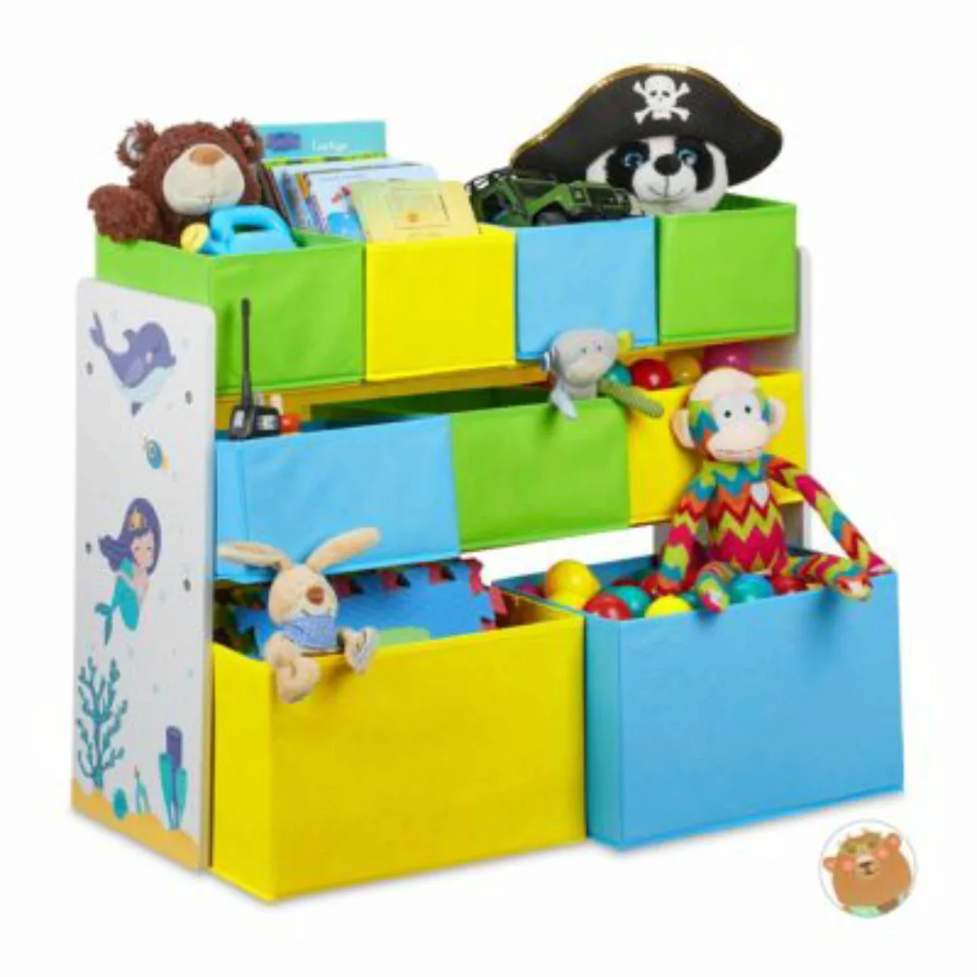 relaxdays Kinderregal mit Motiv und 9 Boxen weiß-kombi günstig online kaufen