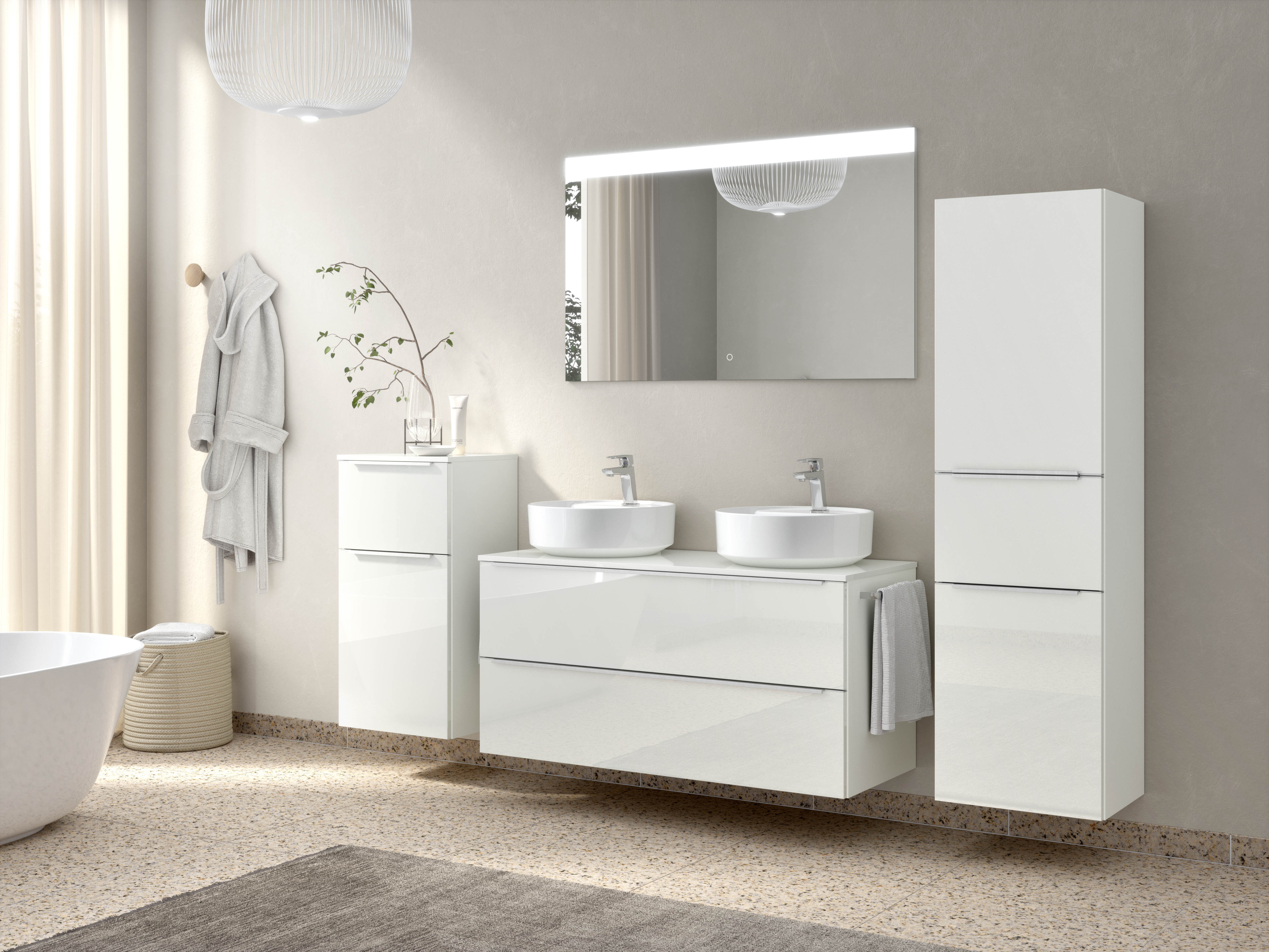 nobilia® Badmöbel-Set »Alvene«, (2 St., vormontiert, mit Soft-Close), Hochg günstig online kaufen