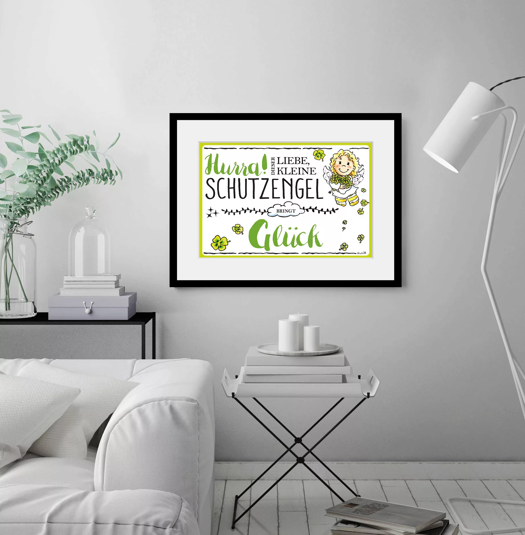 queence Bild "Schutzengel Kleeblatt", Engel-Himmel-Stern-Sterne-Schriftzug- günstig online kaufen