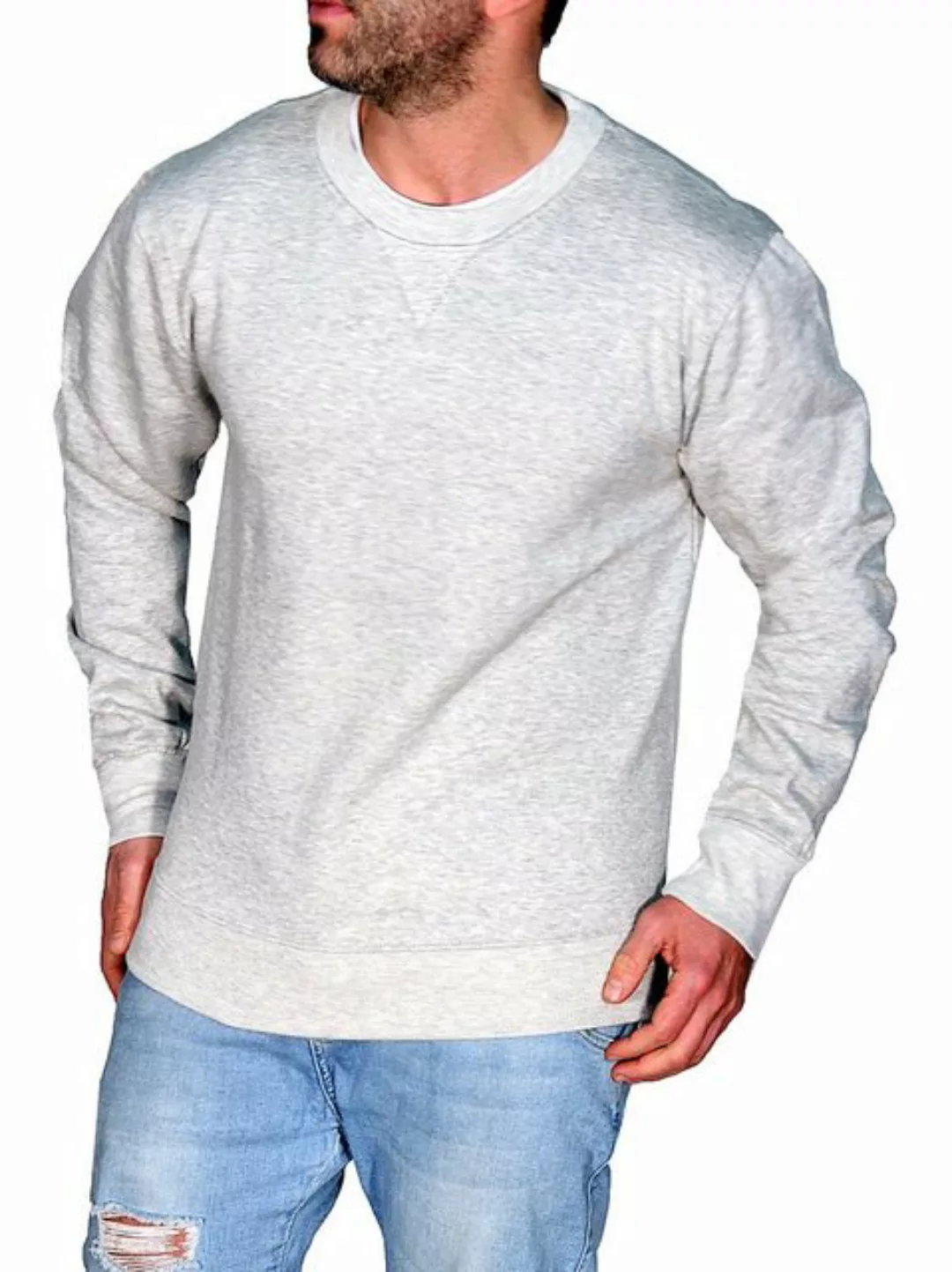 RMK Rundhalspullover Herren Pullover Basic Langarmshirt Sweatshirt Pulli in günstig online kaufen