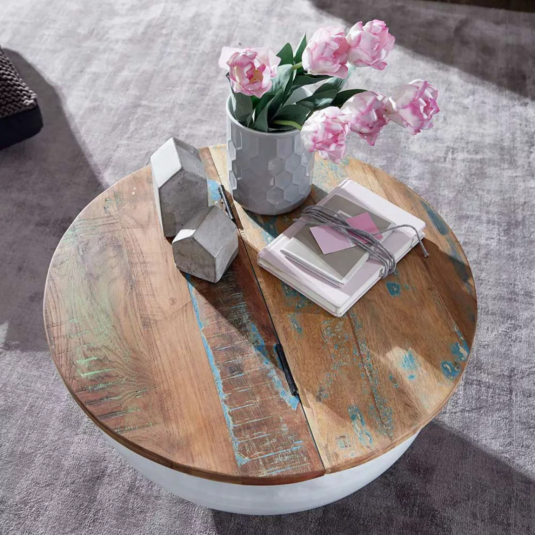 Wohnzimmer Tisch mit Gestell in Trommelform klappbarer Tischplatte günstig online kaufen