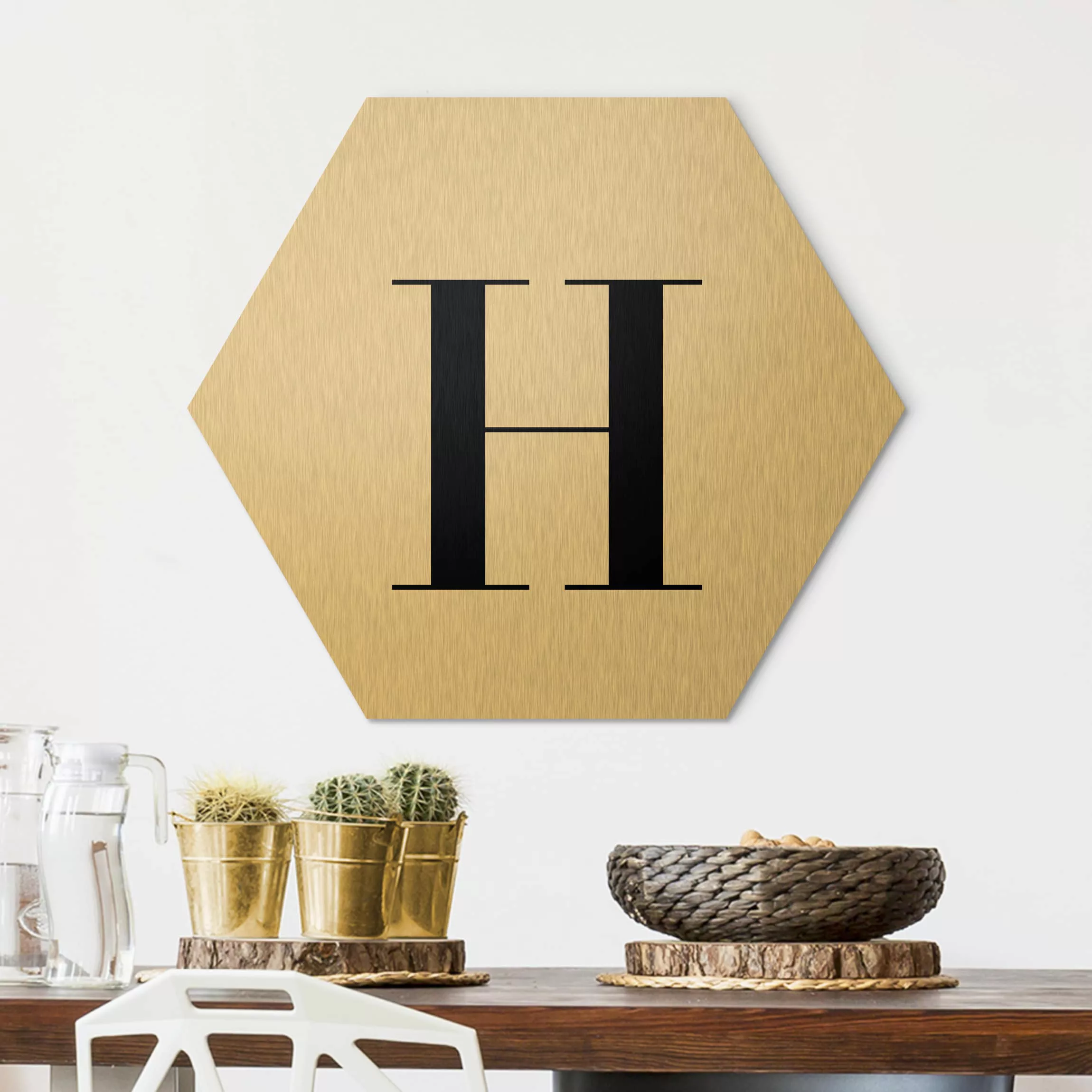 Hexagon-Alu-Dibond Bild Buchstaben Buchstabe Serif Weiß H günstig online kaufen