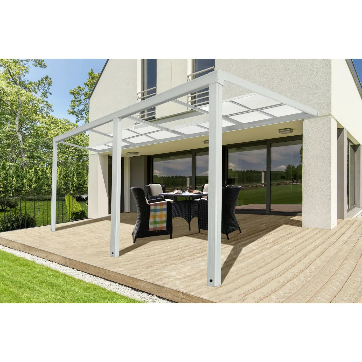 Home Deluxe Terrassenüberdachung Solis Deluxe 579 x 295 x 233/272 cm Weiß günstig online kaufen