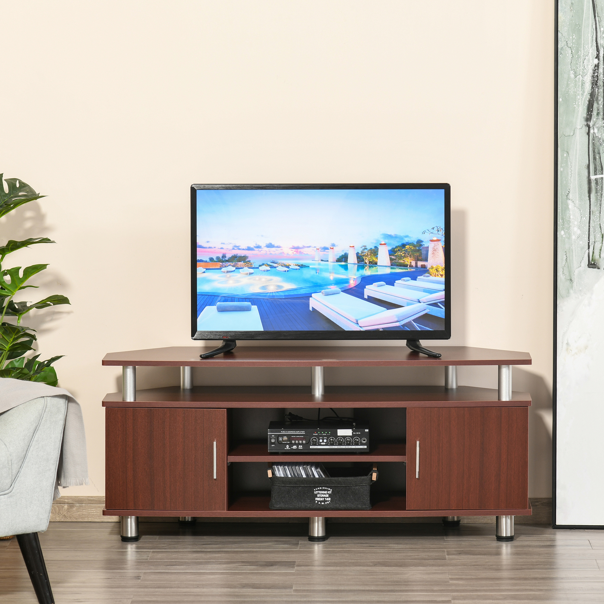 HOMCOM TV-Ständer für Wohnzimmer mit 2 Regalen und 2 Schränken, aus MDF und günstig online kaufen