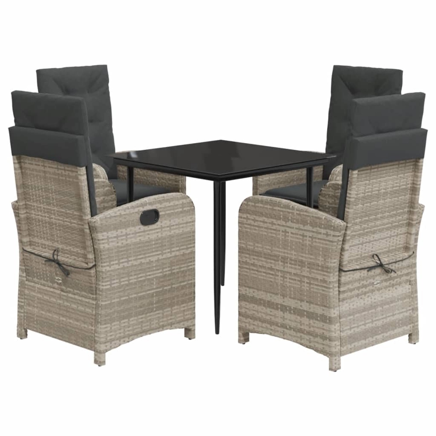vidaXL 5-Tlg Garten-Essgruppe mit Kissen Hellgrau Poly Rattan 3212411 günstig online kaufen