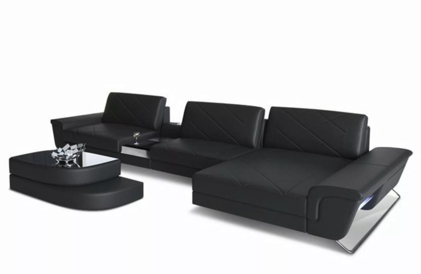 Sofa Dreams Ecksofa Leder Sofa Bari L Form Ledersofa, Couch, mit LED, verst günstig online kaufen