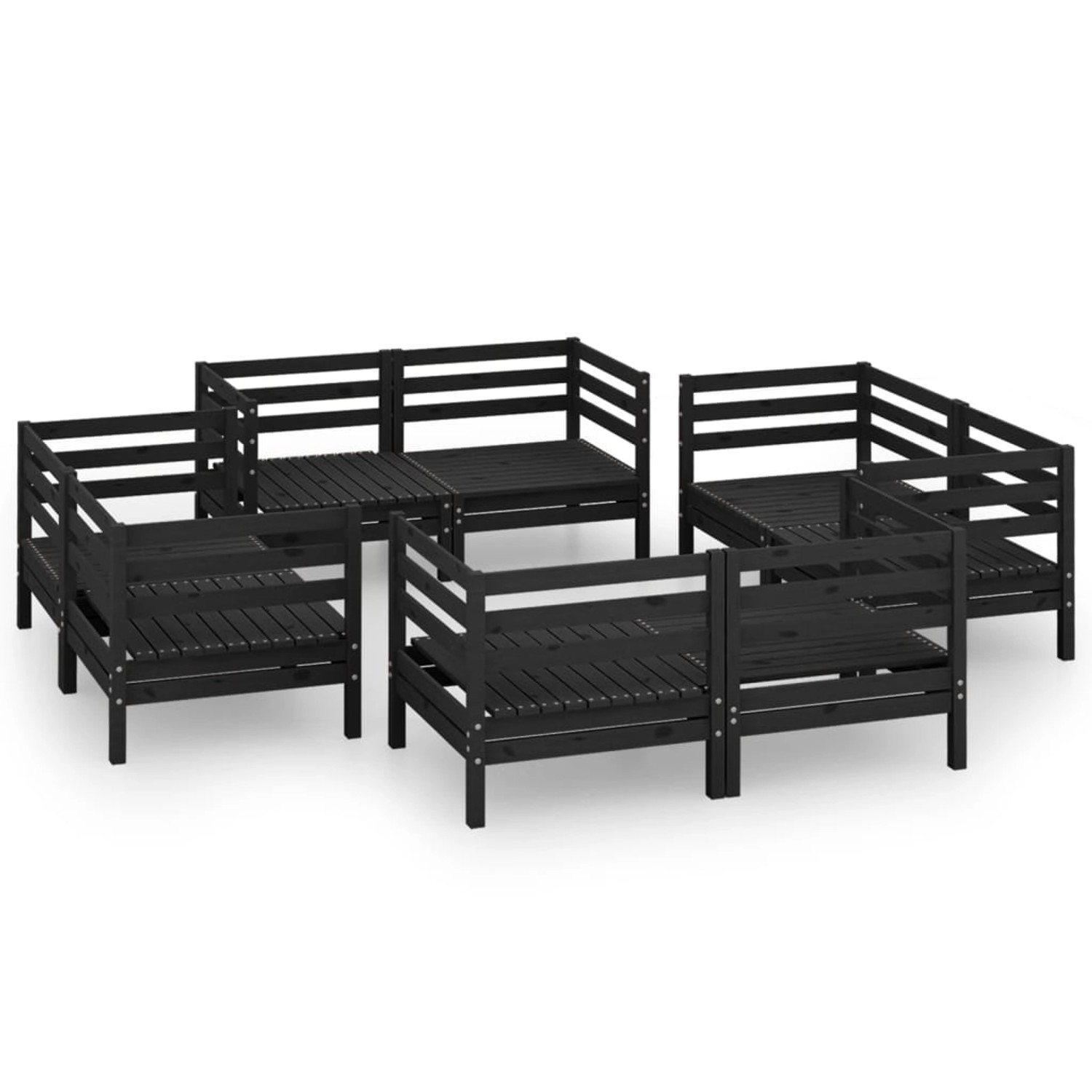 8-tlg. Garten-lounge-set Schwarz Massivholz Kiefer günstig online kaufen