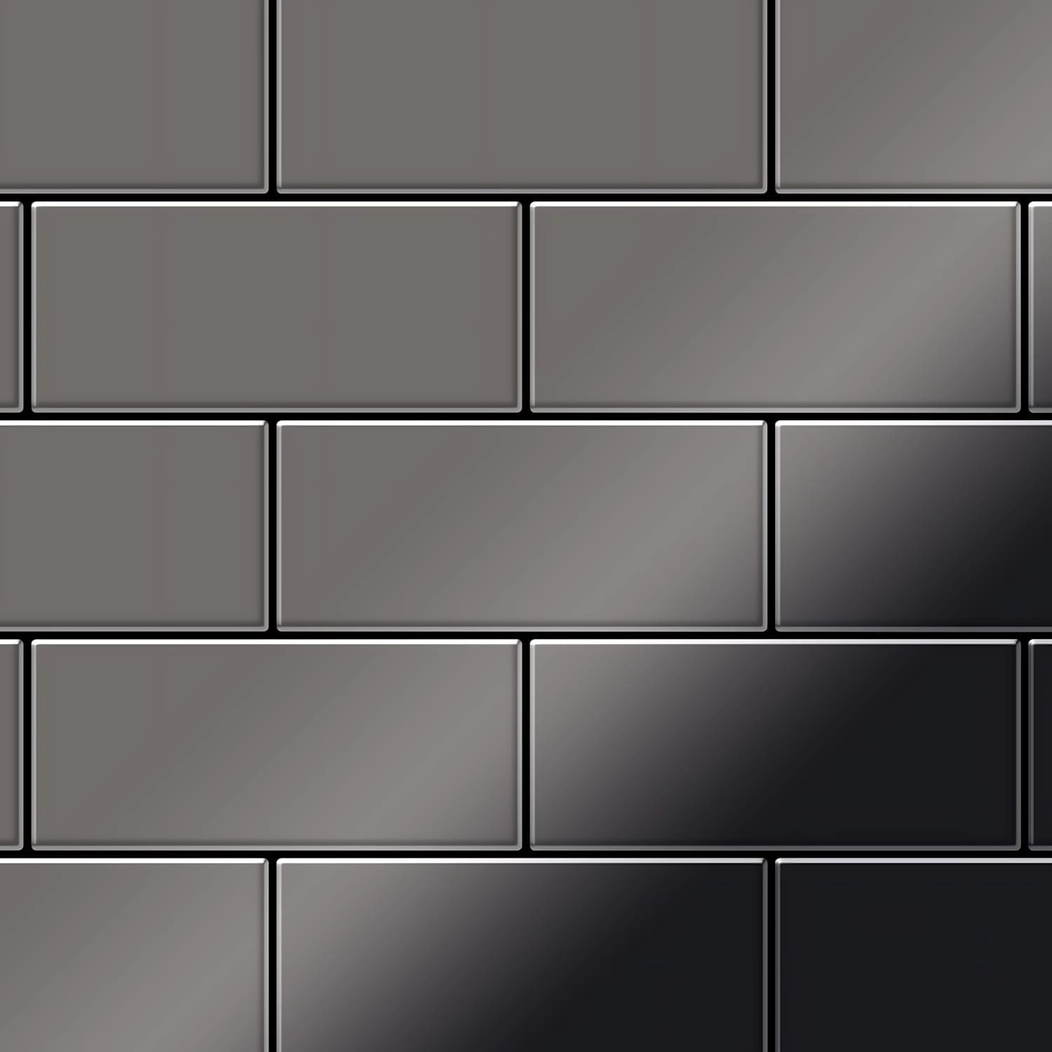 ALLOY Mosaik Fliese Massiv Metall Titan Hochglanz Dunkelgrau 1,6mm Subway-t günstig online kaufen