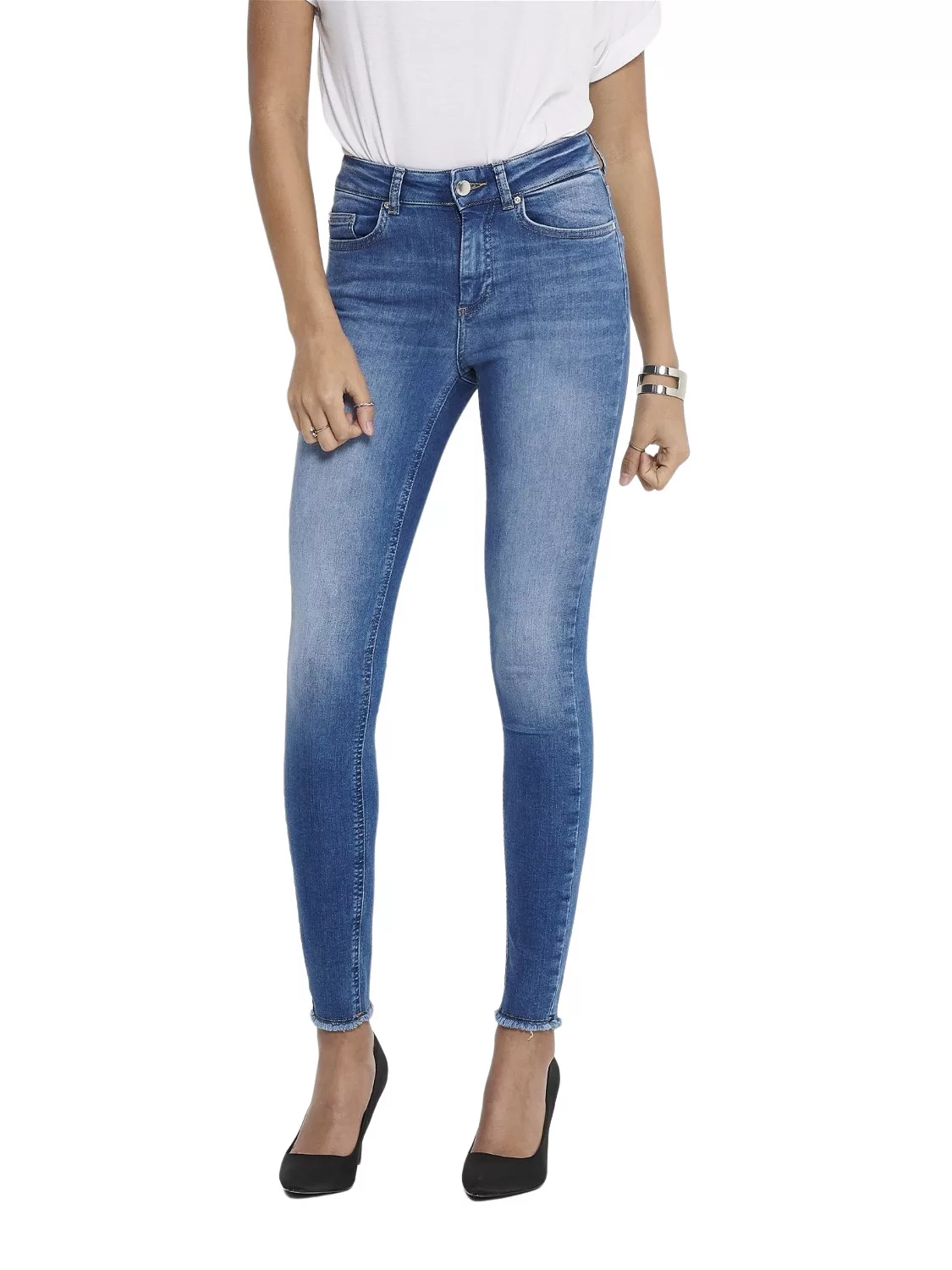 Only Damen Jeans ONLBLUSH LIFE MIDSK ANKRAW REA12187 - Skinny Fit - Blau - günstig online kaufen