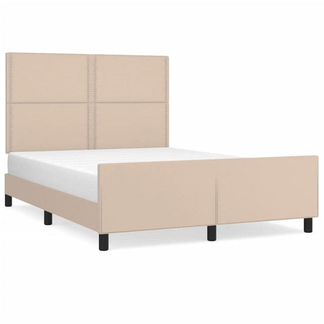 vidaXL Bett, Bettgestell mit Kopfteil Cappuccino-Braun 140x200 cm Kunstlede günstig online kaufen