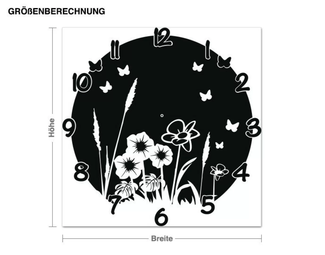 Wandtattoo-Uhr Blumenwieseuhr günstig online kaufen