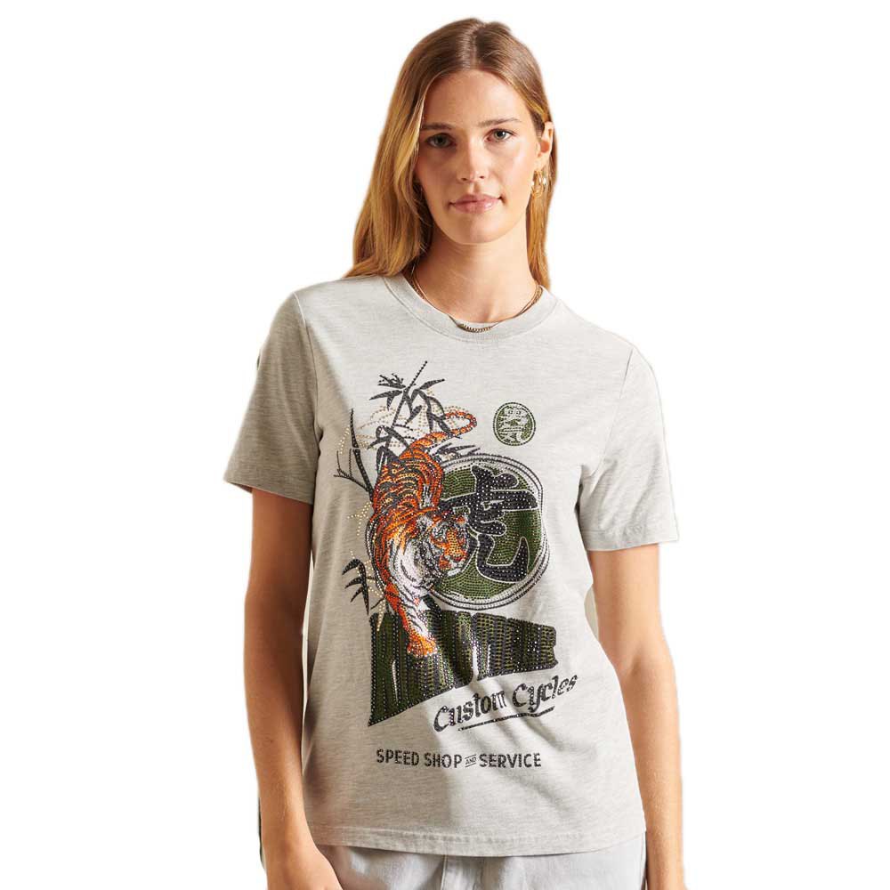 Superdry Rising Sun Kurzärmeliges T-shirt L Grey Chalk Marl Tiger günstig online kaufen
