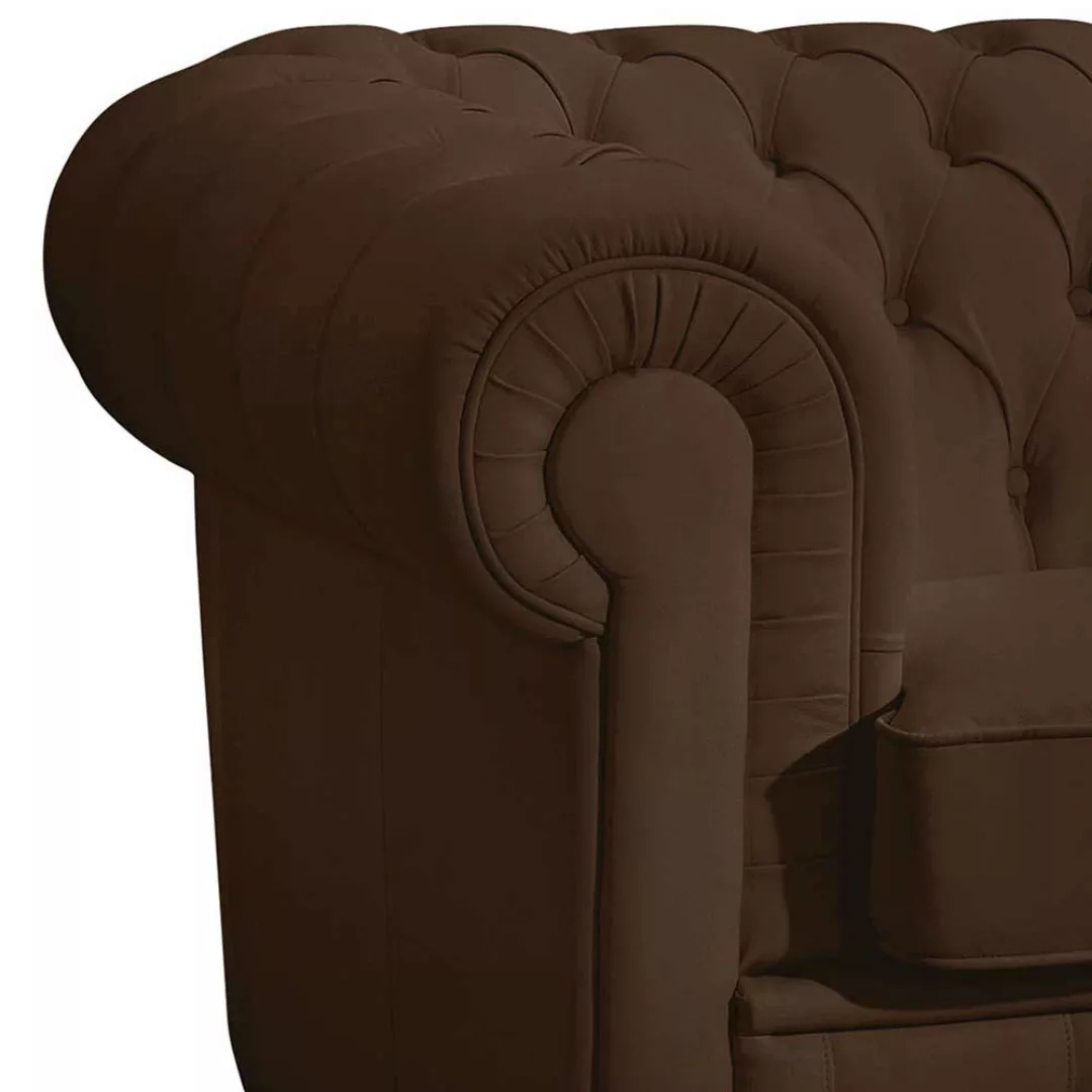 Dreisitzer Couch Chesterfield in Braun Echtleder günstig online kaufen