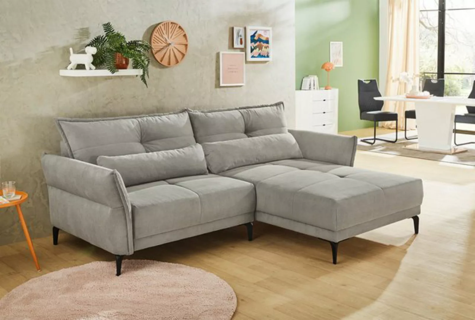 JOB Sofa Polsterecke R/L, TEWES, Grau, B 251 cm, T 179 cm günstig online kaufen