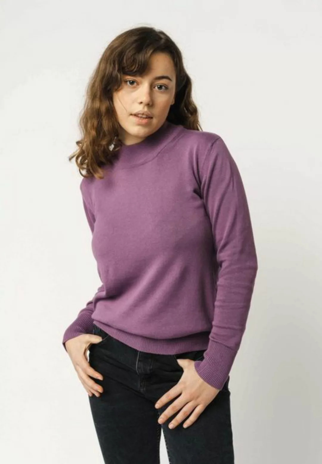 MELA Strickpullover Damen Feinstrick-Pullover SADA Rippbündchen günstig online kaufen