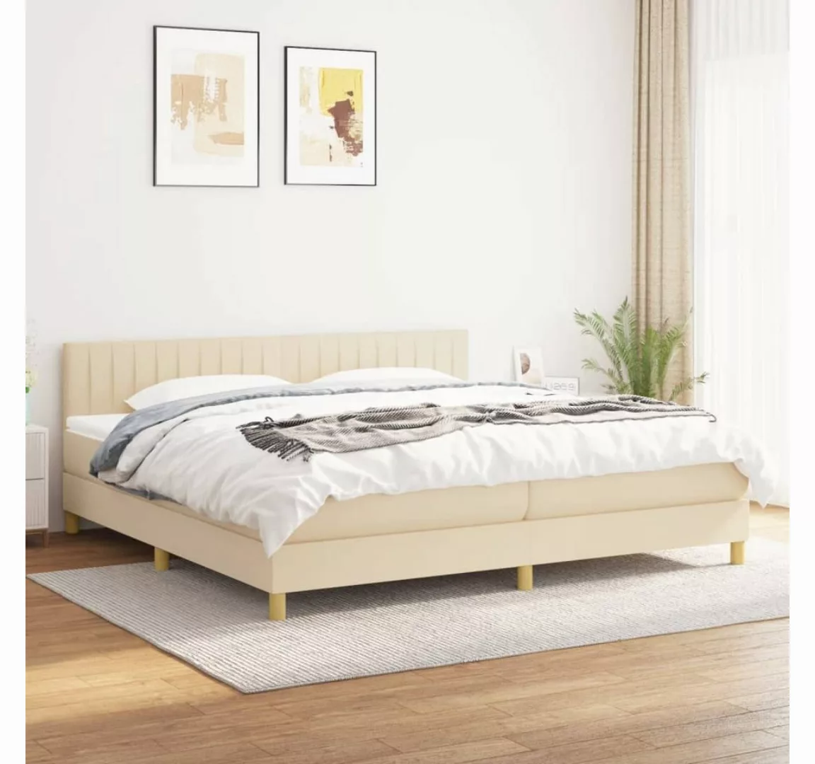 vidaXL Boxspringbett Boxspringbett mit Matratze Creme 200x200 cm Stoff Bett günstig online kaufen