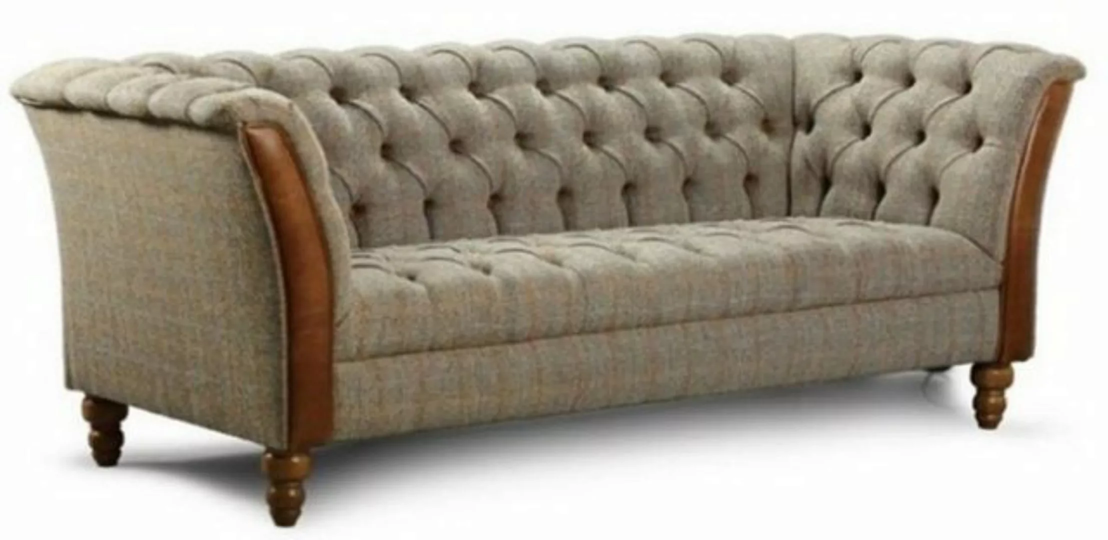 Casa Padrino Chesterfield-Sofa Luxus Chesterfield 3er Sofa Grau / Braun 213 günstig online kaufen