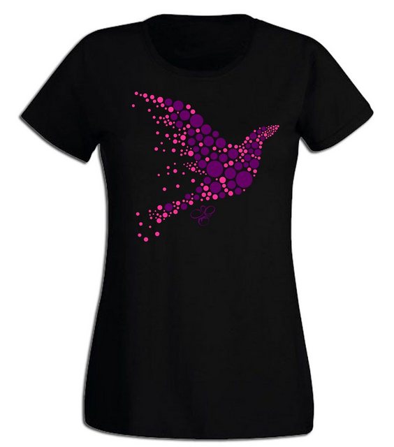 G-graphics T-Shirt Damen T-Shirt - Vogel aus Punkten Pink-Purple-Collection günstig online kaufen