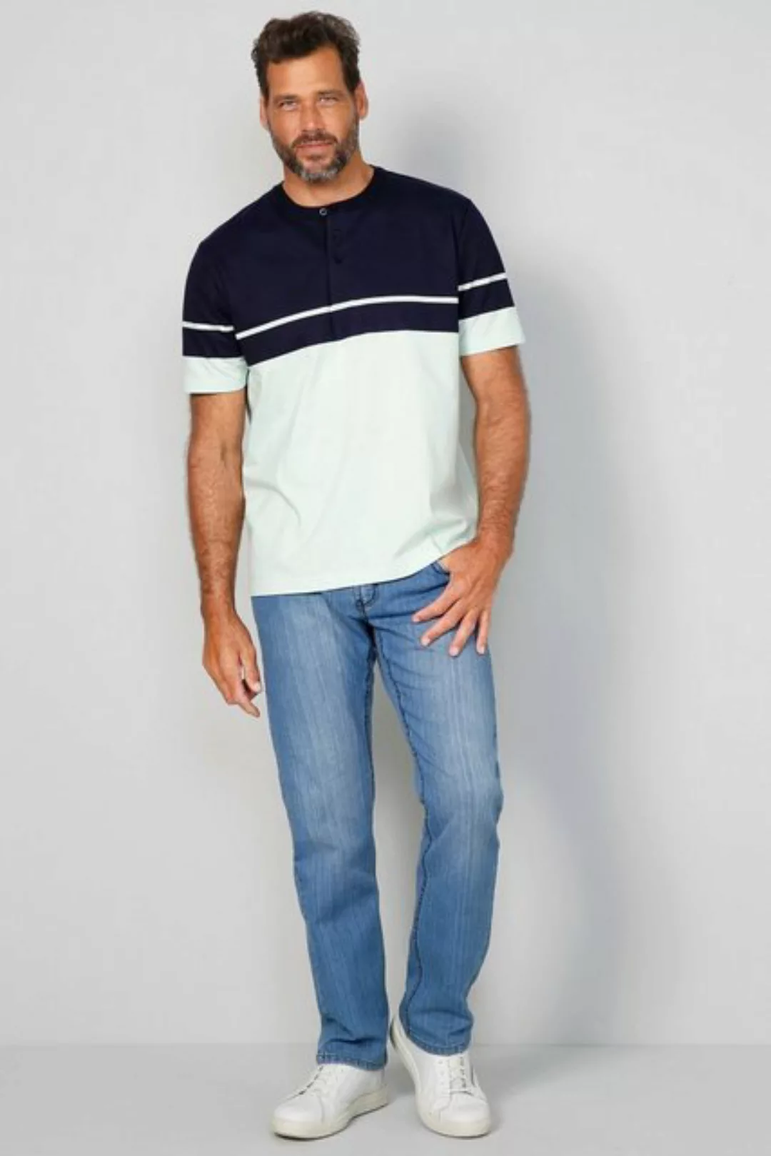 Boston Park T-Shirt Henleyshirt aus reiner Baumwolle günstig online kaufen