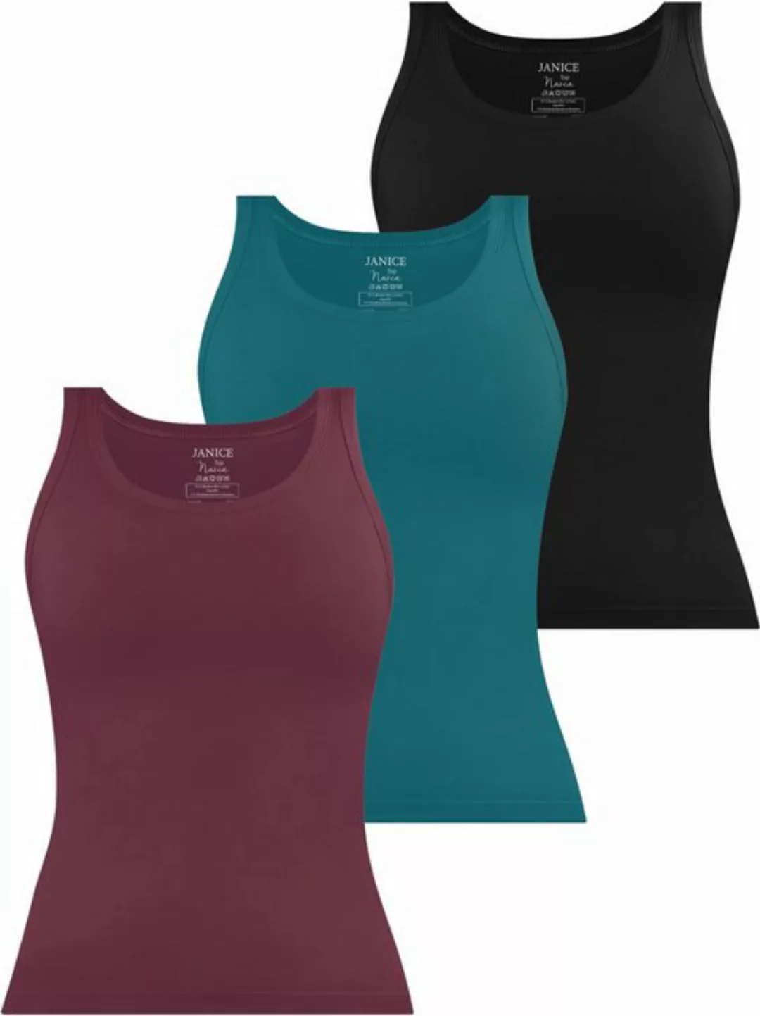 Janice Tanktop 3 x Damen Top Nazca Trägertop aus Baumwolle günstig online kaufen