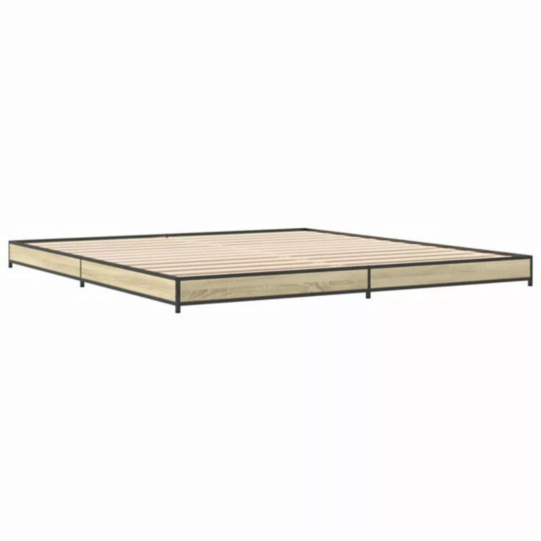 vidaXL Bett Bettgestell Sonoma-Eiche 200x200 cm Holzwerkstoff und Metall günstig online kaufen