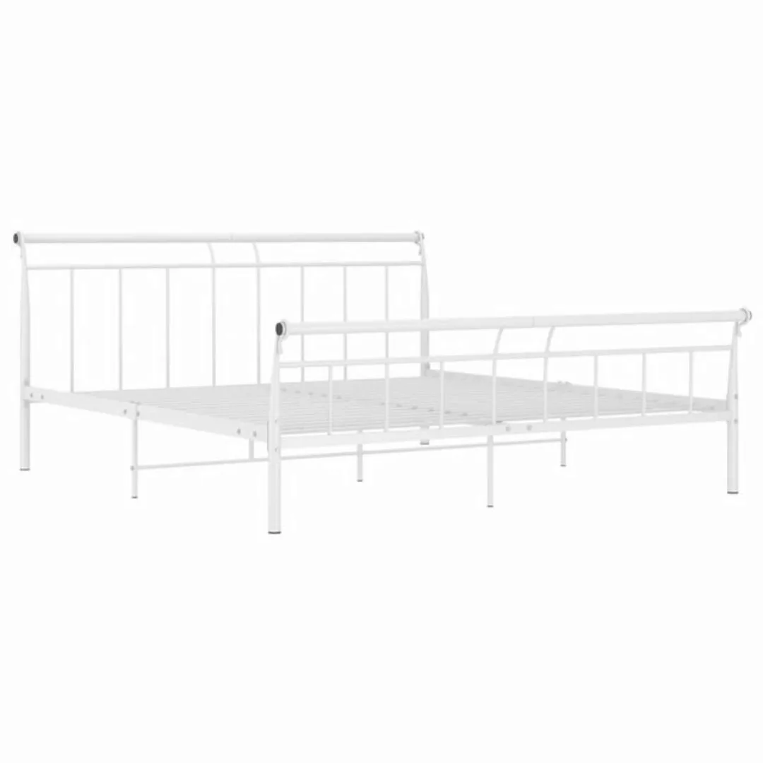 vidaXL Bettgestell Bettgestell Weiß Metall 160x200 cm Doppelbett Bett Bettr günstig online kaufen