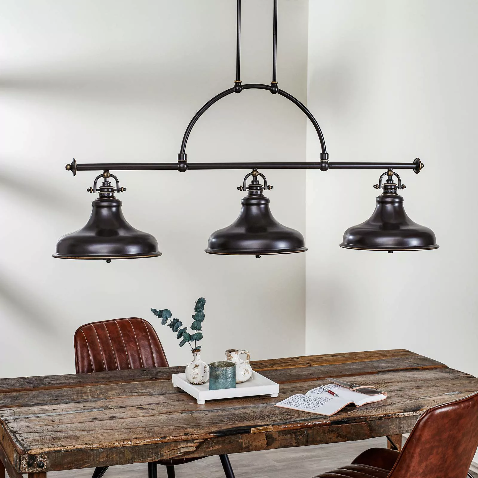 Pendellampe Emery im Industriestil bronze 3-flg. günstig online kaufen