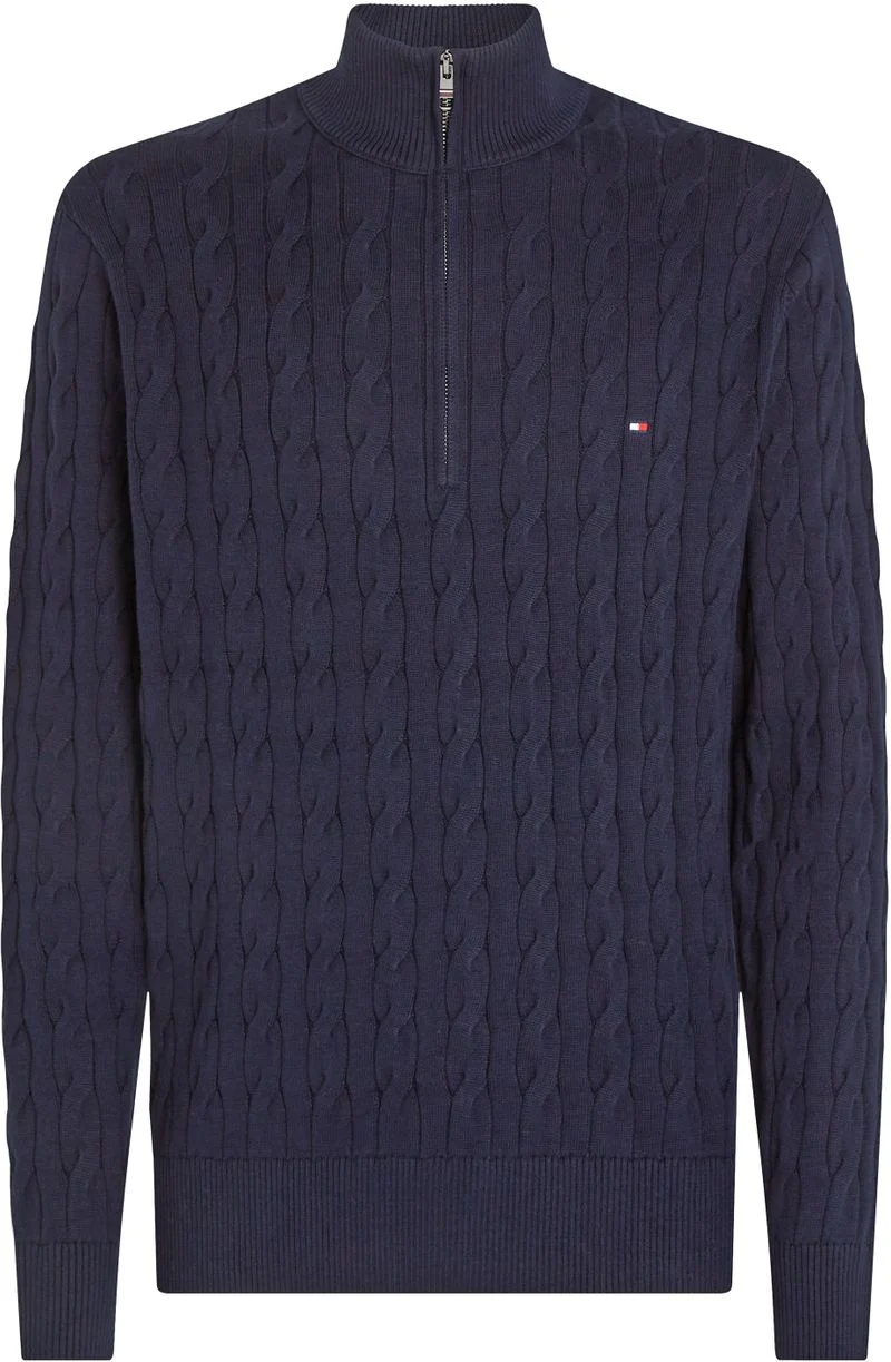 Tommy Hilfiger Half Zip Pullover Cable Navy - Größe XL günstig online kaufen