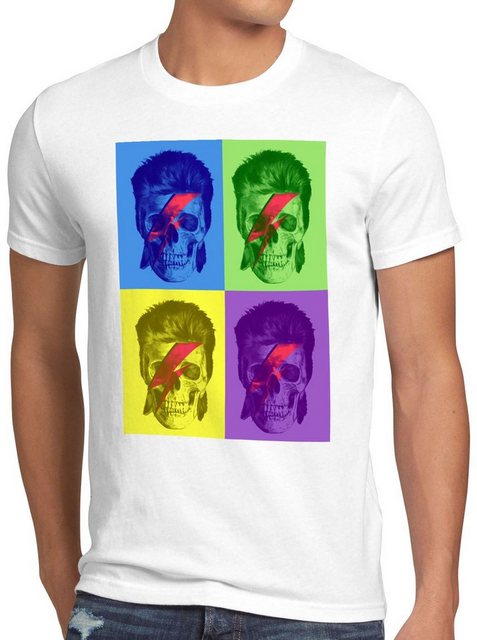 style3 Print-Shirt Herren T-Shirt Bowie Skull turntable retro pop-art warho günstig online kaufen