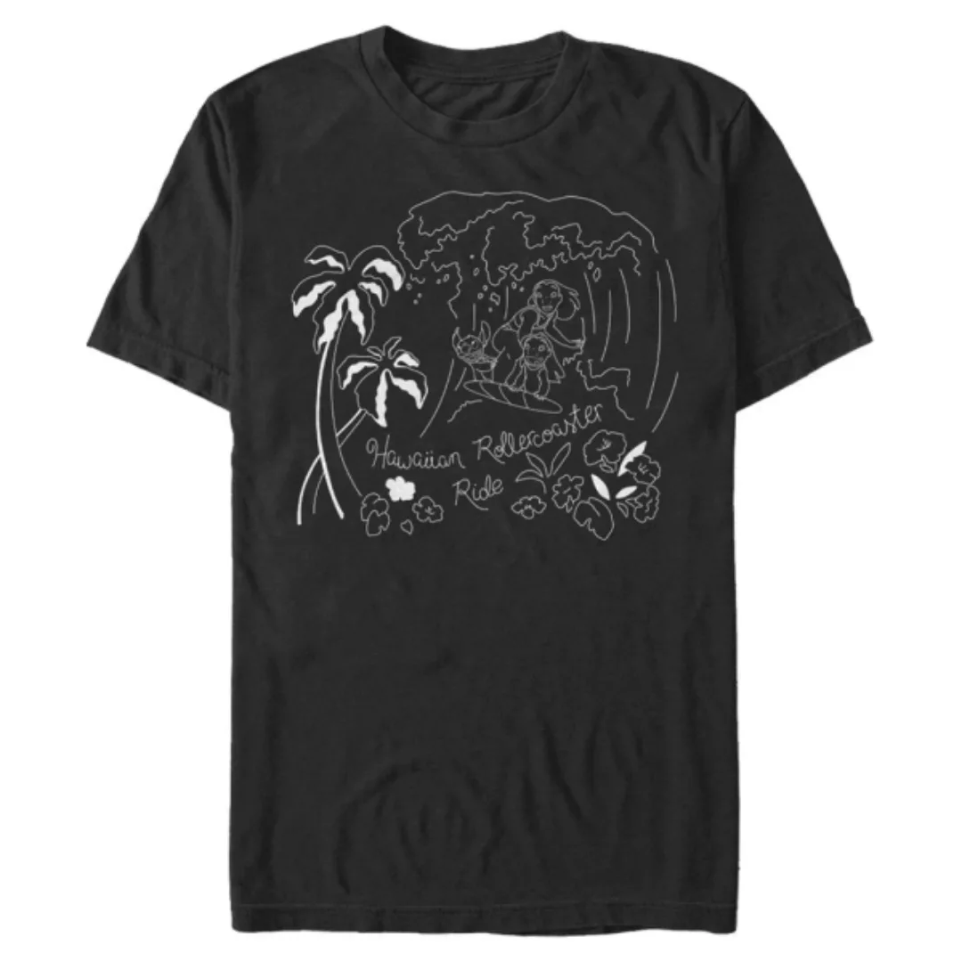 Disney - Lilo & Stitch - Stitch Surf Line Art - Männer T-Shirt günstig online kaufen