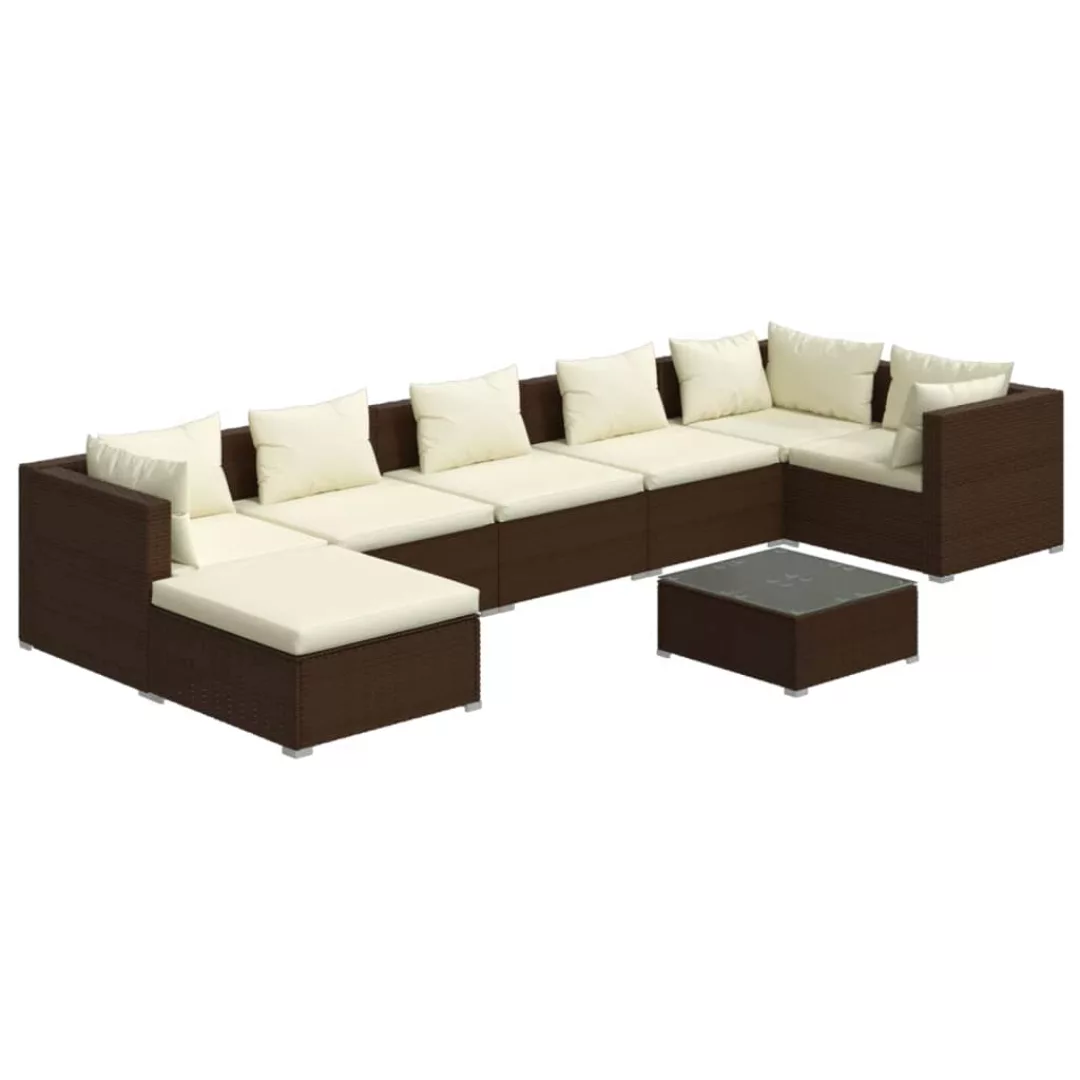 Vidaxl 8-tlg. Garten-lounge-set Mit Kissen Poly Rattan Braun günstig online kaufen