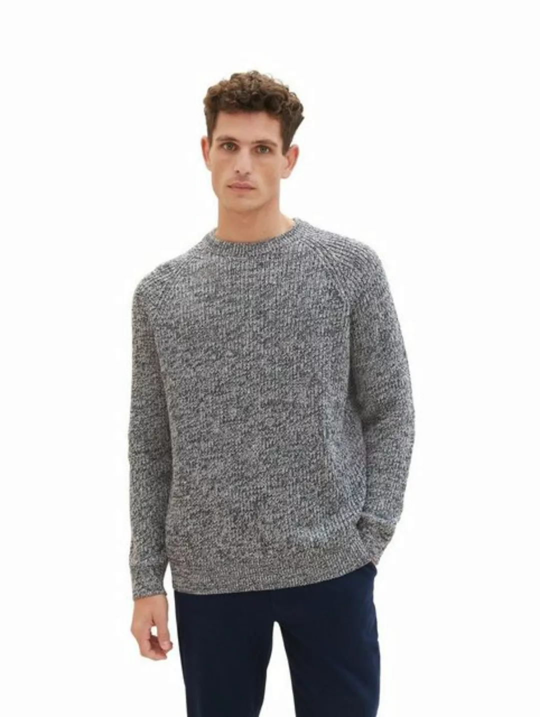 Tom Tailor Herren Rundhals Pullover TWOTONE KNIT - Relaxed Fit günstig online kaufen